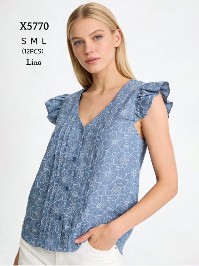 Top lino estampado volantes 2