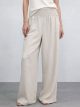 Pantalón wide leg lino cintura fruncida