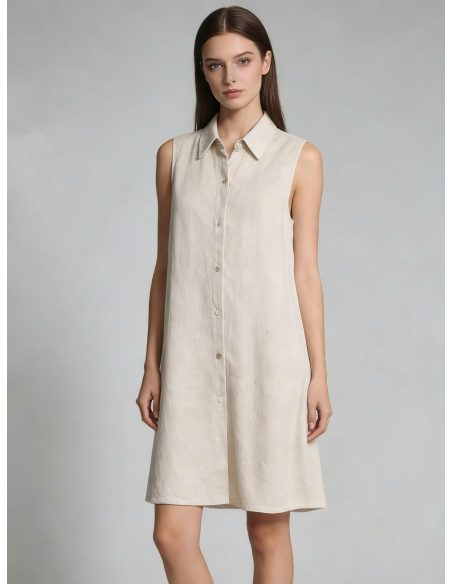 Vestido camisero lino sin mangas