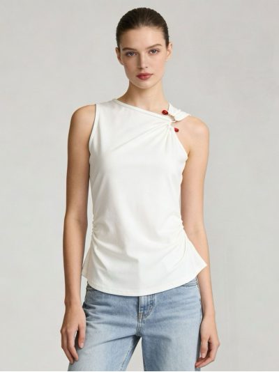 Top asimétrico algodón detalle en hombro