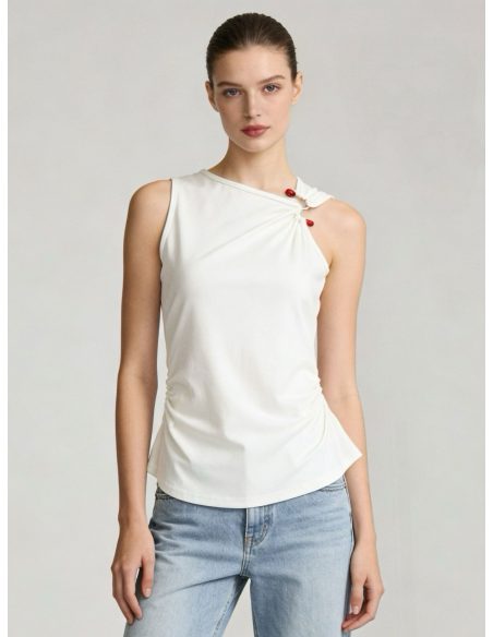 Top asimétrico algodón detalle en hombro