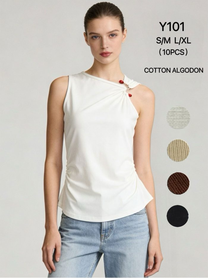 Top asimétrico algodón detalle en hombro