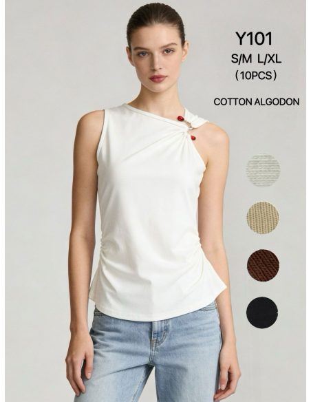 Top asimétrico algodón detalle en hombro