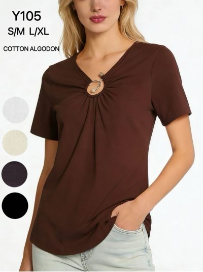 Camiseta algodón detalle aro en el escote 2