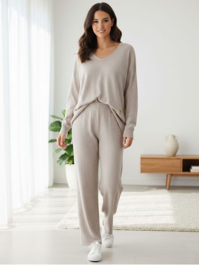 Conjunto Jersey amplio cuello pico + Pantalón