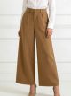 Suede-effect wide-leg trousers