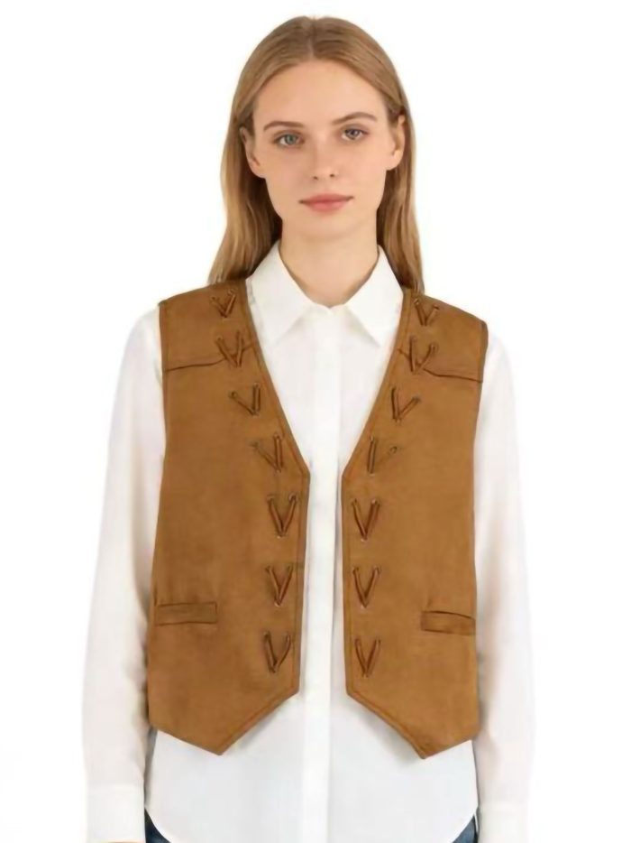 Co-Ord Shirt & lace-up suede-effect waistcoat