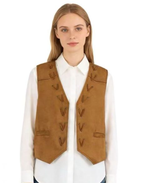 Co-Ord Shirt & lace-up suede-effect waistcoat