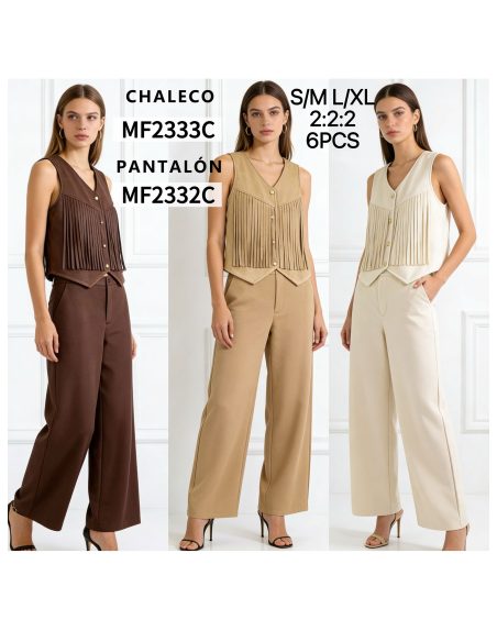 Pantalón palazzo efecto ante