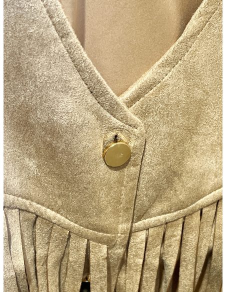 Suede-effect fringed waistcoat