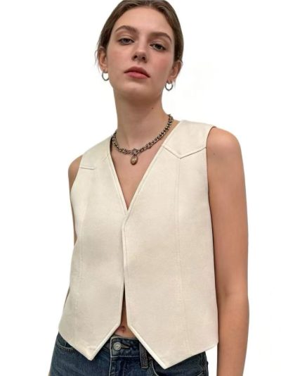 Chaleco efecto ante escote pico