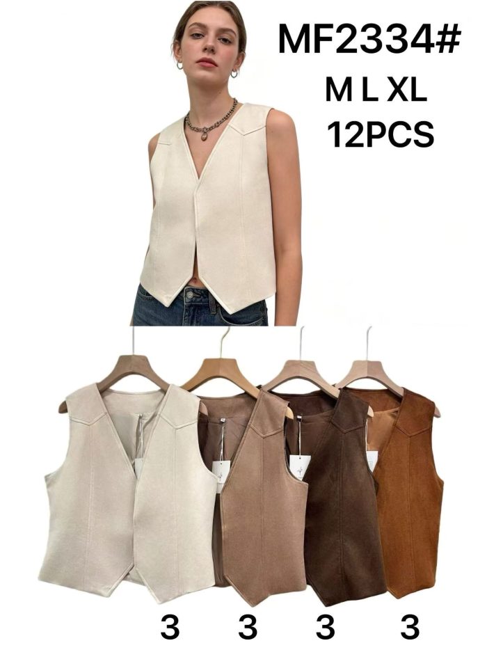 Suede-effect v-neck waistcoat