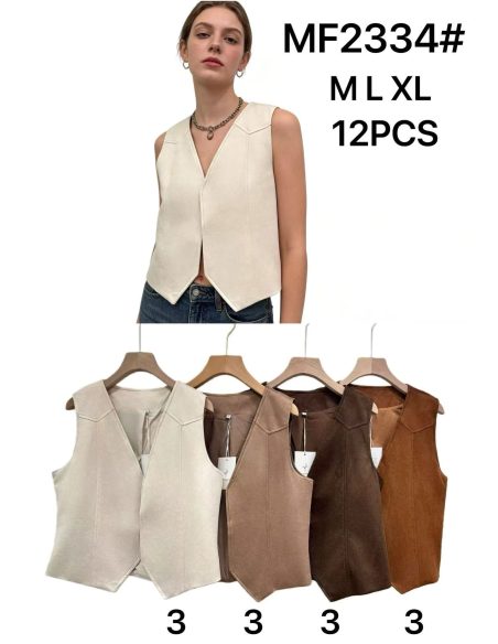 Suede-effect v-neck waistcoat