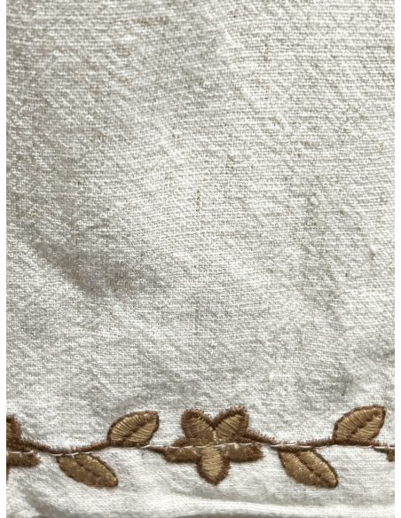 Pantalón lino wide leg bordado