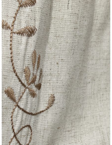 Pantalón lino wide leg bordado floral