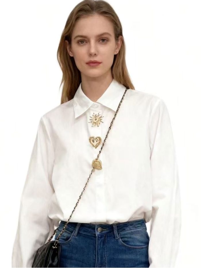 Camisa algodón botones joya