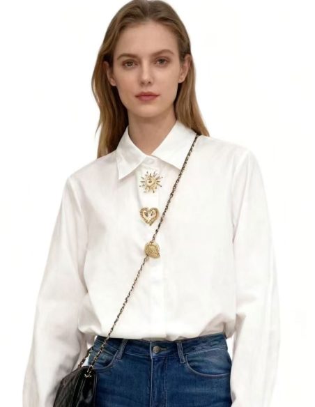 Camisa algodón botones joya