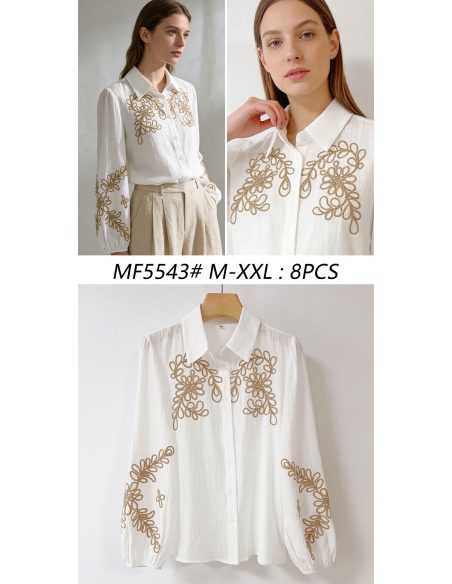 Camisa con bordado floral en relieve