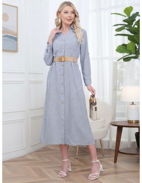 Midi shirt dress with belt
