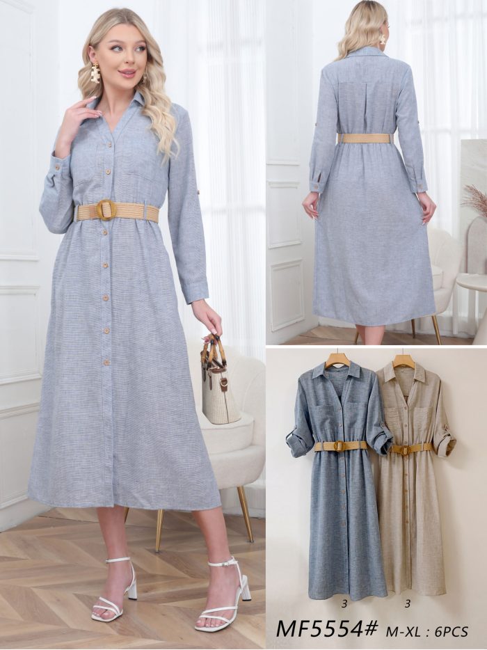 Midi shirt dress with belt