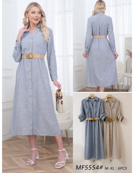 Midi shirt dress with belt
