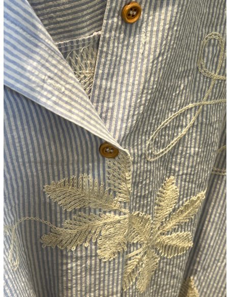 Embroidered floral shirt dress with belt