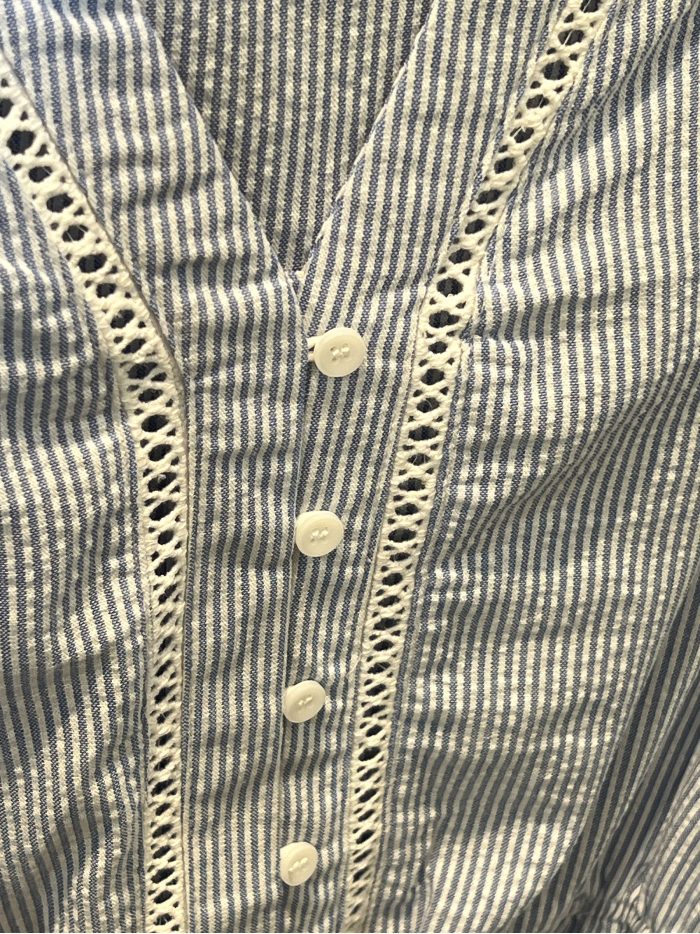 Striped midi dress with tie belt and ruffle hem