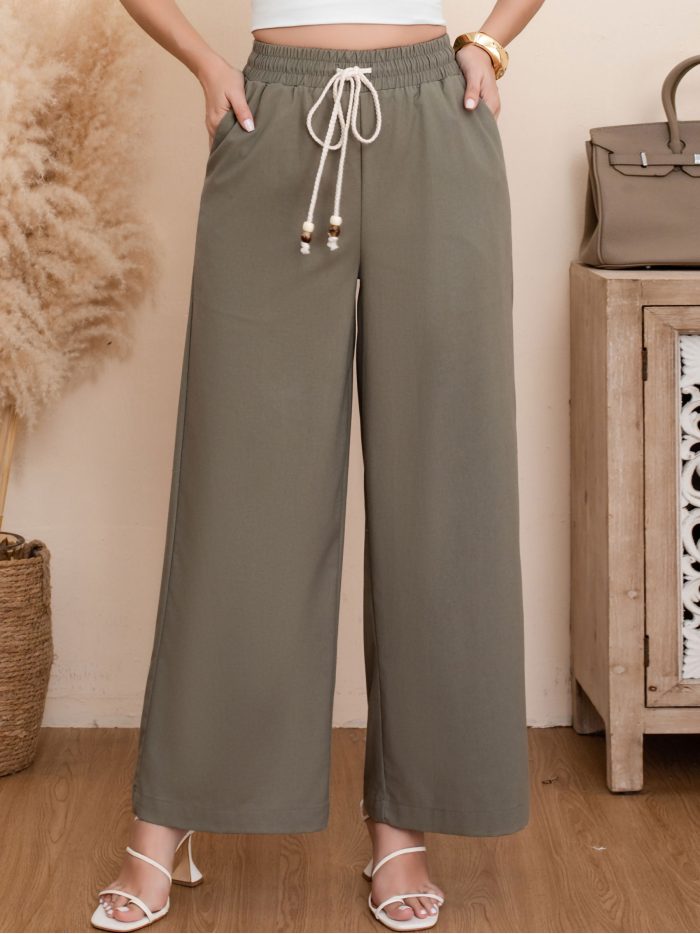 Pantalón palazzo con cordón y cintura elástica