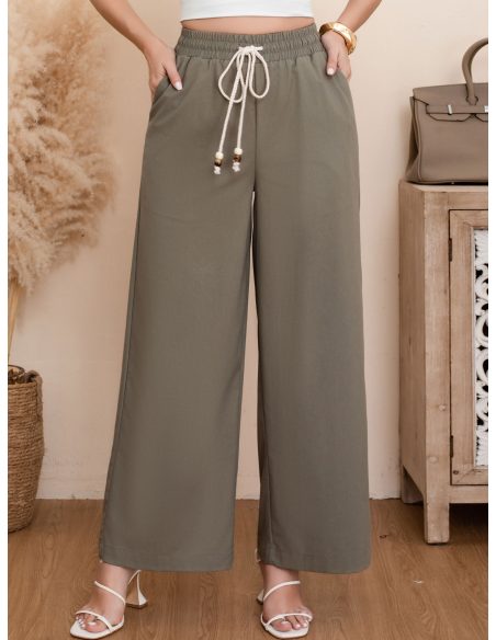 Pantalón palazzo con cordón y cintura elástica