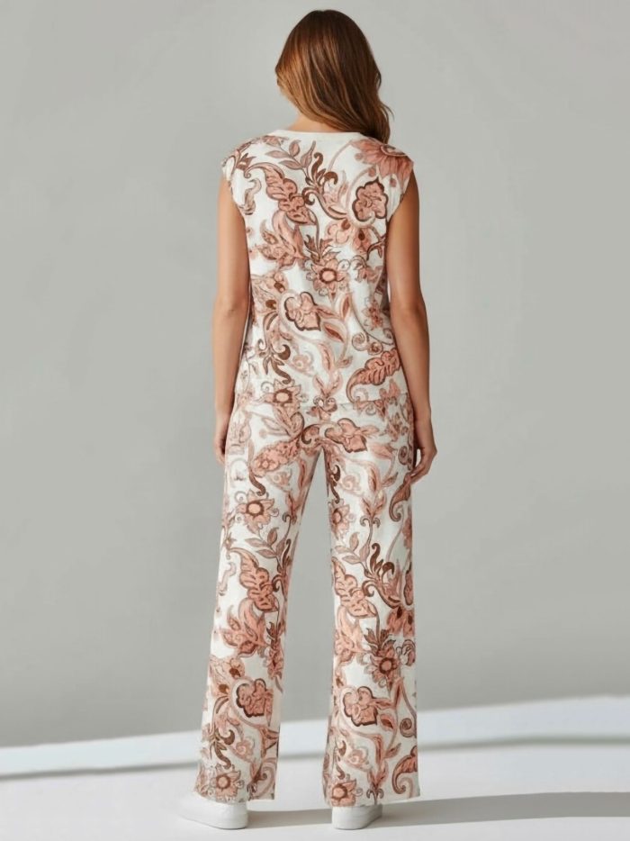 Completo stampato composto da top senza maniche + pantaloni