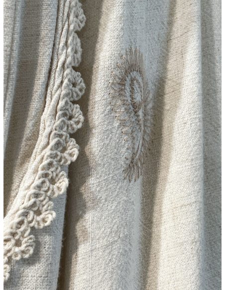 Pantalón recto lino bordado paisley