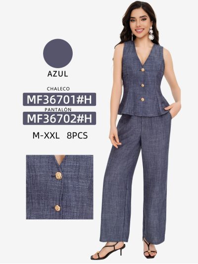 Pantalón recto efecto denim 2