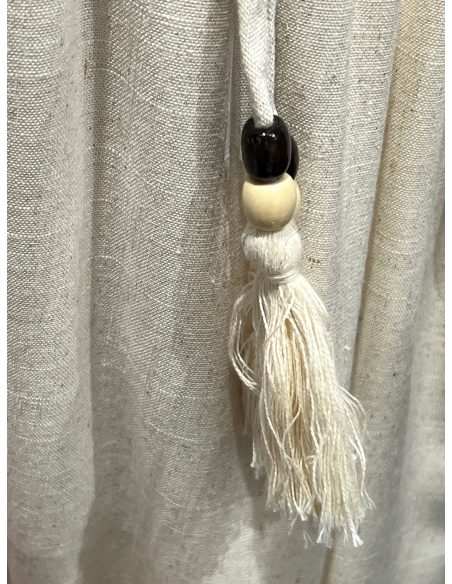 Gerade Leinenhose mit Spitze und Fransen