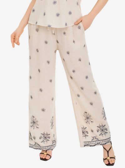 Pantalón recto bordado con cordón