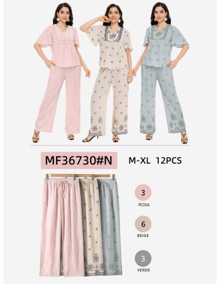 Pantalón recto bordado con cordón