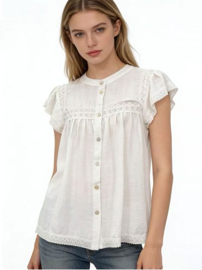 Blusa encaje manga volante