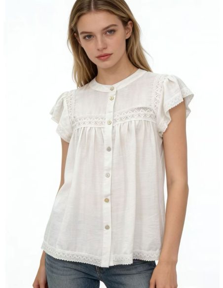 Spitzenbluse mit Rüschenärmeln