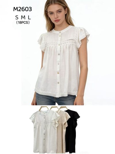 Blusa encaje manga volante 2