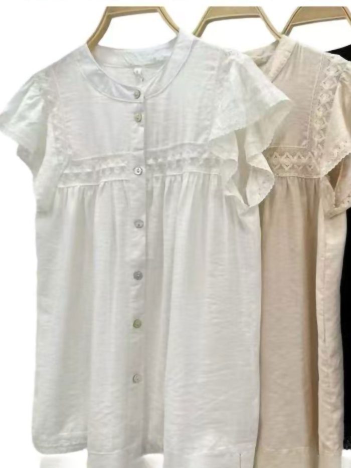 Spitzenbluse mit Rüschenärmeln