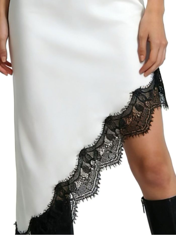 Vestido lencero efecto seda encaje