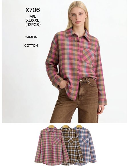 Camisa cuadros bolsillo pecho