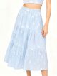 Falda midi bordada hojas volantes