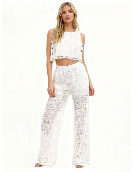 Ensemble crochet : haut + pantalon large