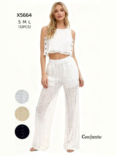 Ensemble crochet : haut + pantalon large 2