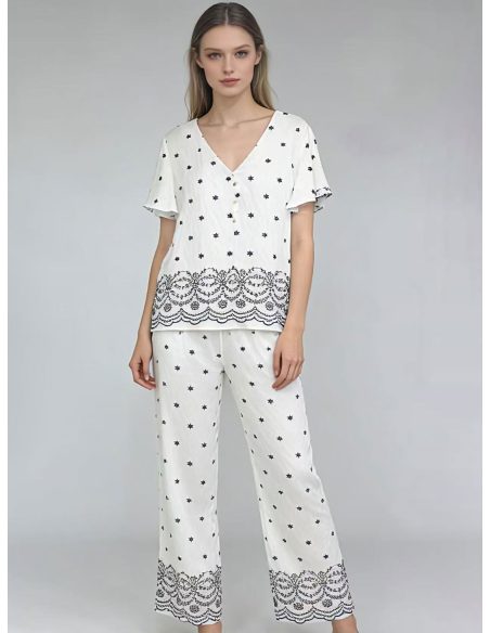 Conjunto estampado Blusa + Pantalón wide leg