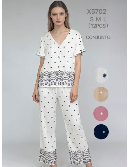 Conjunto estampado Blusa + Pantalón wide leg