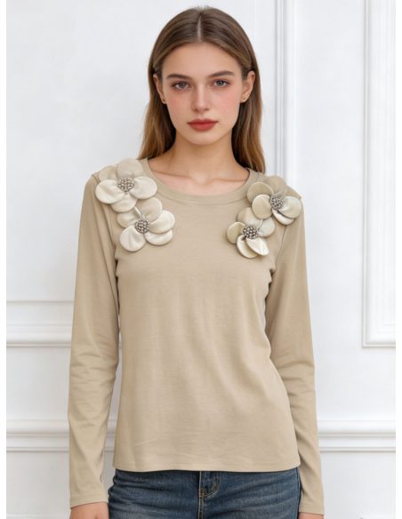 T-Shirt mit geprägtem Blumenmuster