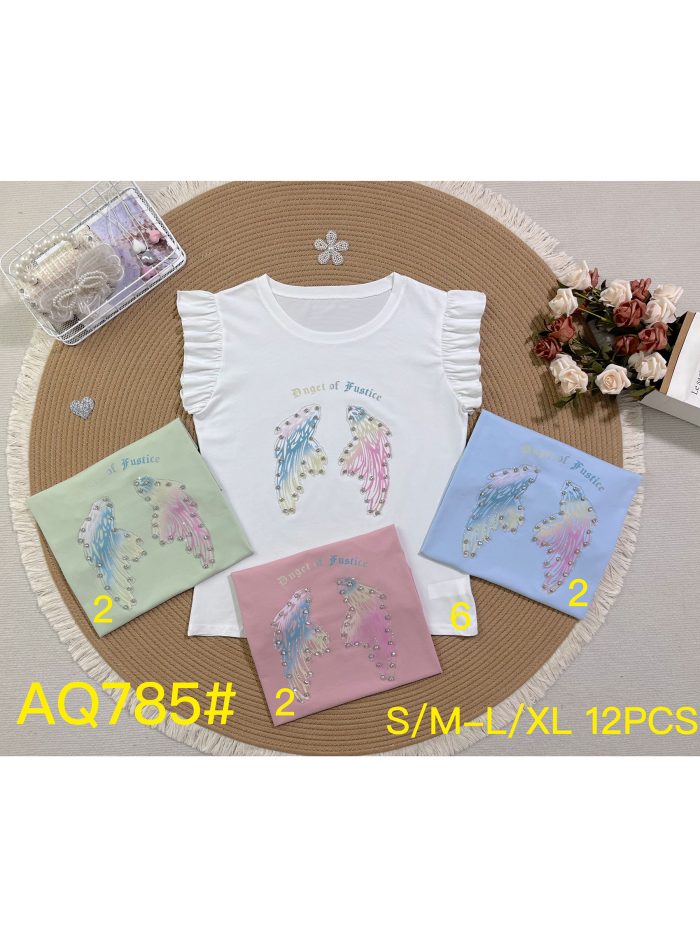 Camiseta com asas de strass