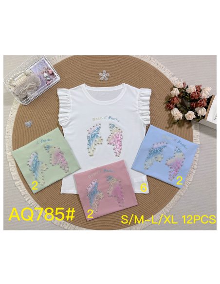 Camiseta com asas de strass