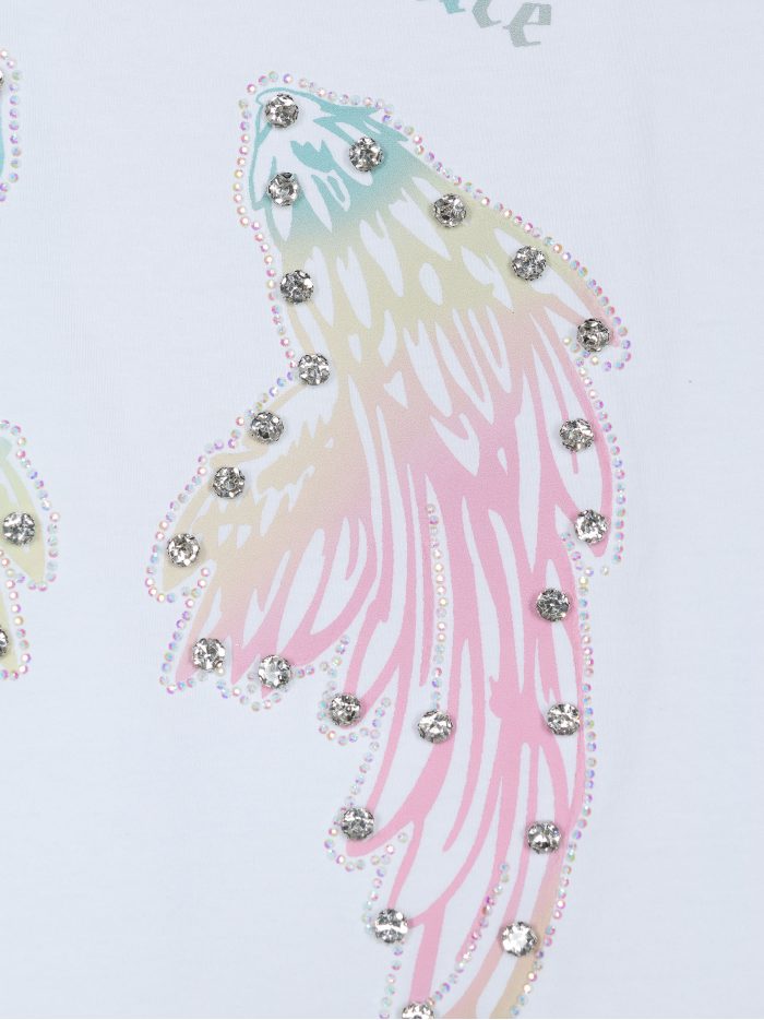 Camiseta com asas de strass